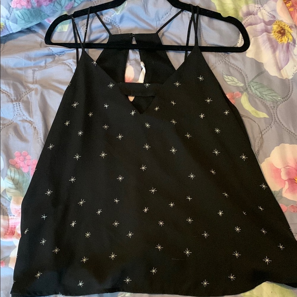 Lush Black and White Embellished Backless Camisole